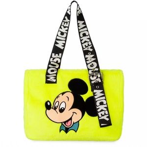 Disney Parks Mickey Mouse Neon Fuzzy Tote Bag *NEW*